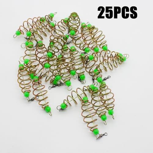 25PCS Fishing Feeder Bait Cage Basket Feeder Basket Bait Thrower,Olive Shape Spring Fishing Bait Cage Holder Fishing Accessories Lure Feeder Carp Lure Fish with Pendant Bead - Image 5
