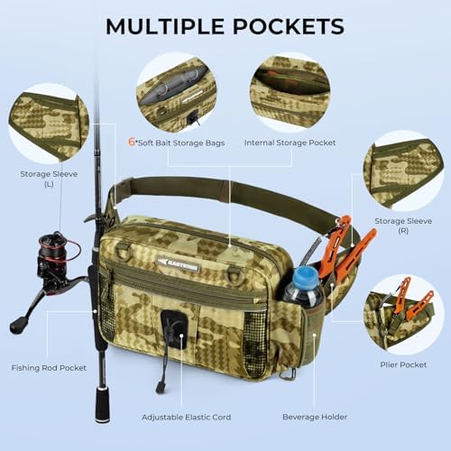 KastKing BaitSpace Waist Bag, Fishing Fanny Pack with Rod Holder - Image 2