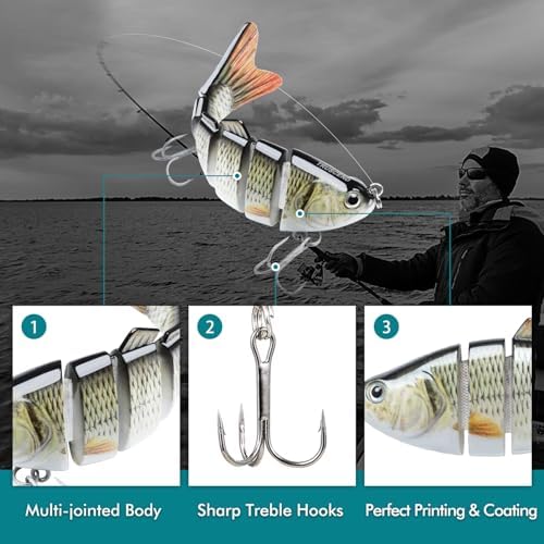 TRUSCEND Swimmax Easy Catch Fishing Lures with BKK Hooks, Wiggling, Vibrating, Rattling and Gurgling for More Bites, Heavy-Duty Dyneema Fiber Jointed Swimbaits for Bass, Trout, Crappie, Walleye, Pike - Image 3