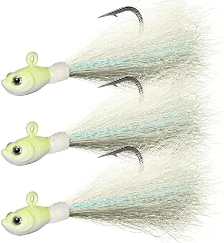 Dr.Fish 3 Pack Bucktail Jig Lure Hair Jig Saltwater Freshwater Lures Surf Fishing Bass Flounder Striper Bluefish Halibut Redfish by DrFish