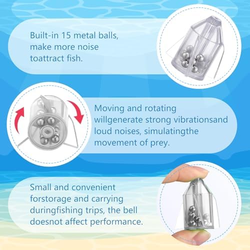 Gemscream 30 Pcs Catfish Rattles for Catfishing, Fishing Rattles with 15 Stainless Steel Beads, Rocket Shaped Inline Fish Attractor Fishing Tackle for Catfish Bass Pompano - Image 3