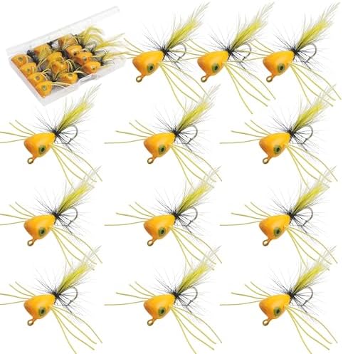 Fly Fishing Lures Poppers Flies Panfish Bluegill Bass Flies Bugs Lures Dry Flies Wet Flies Popper Lures 12/15pcs by AGOOL