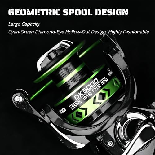 Spinning Fishing Reel – Metal Spool, Long Cast Deep Spool Reel, Smooth Drag System, Metal + Nylon Body Lure Reel for Bass Trout Carp, Freshwater & Saltwater Spinning Reel - Image 3
