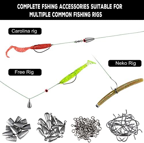 PLUSINNO 253/387pcs Fishing Gear Accessories Kit, Fishing Tackle Box with Tackle Included, Fishing Hooks, Fishing Weights Sinkers, Spinner Blade, Fishing Equipment for Bass Trout Bluegill Crappie - Image 6