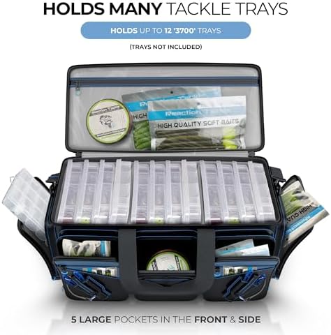 Reaction Tackle Saltwater Fishing Tackle Bags, Water Resistant 1000D PVC Tackle Box Bag with Removable Dividers, Fits 3600 and 3700 Trays, XL - Image 6