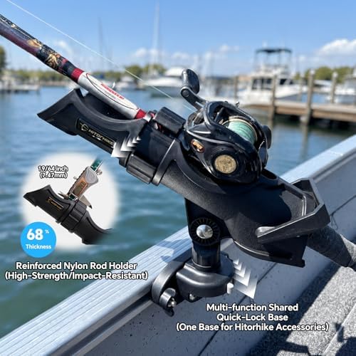 Hitorhike Side Track Fishing Rod Holder Mount, Heavy-Duty Side-Mounted Base, Compatible with 2 Mounting Bolt Options for Lund Sport,Lowe, Bass Boats&Kayaks - Image 5