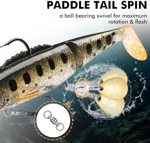 TRUSCEND Shadtale Easy Catch Soft Fishing Lures with BKK Hooks - Trembly Sinking and Vibrating Swim for More Bites, Pre-Rigged Swimbaits for Bass, Trout, Crappie, Walleye, Freshwater Saltwater Fishing - Image 4