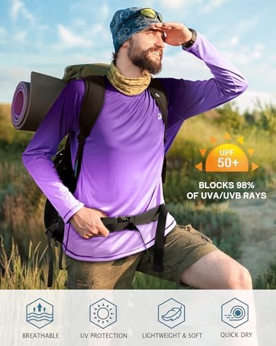 Roadbox Men's UPF 50+ UV Sun Protection Shirts, Long Sleeve Swim Rash Guard - Image 4
