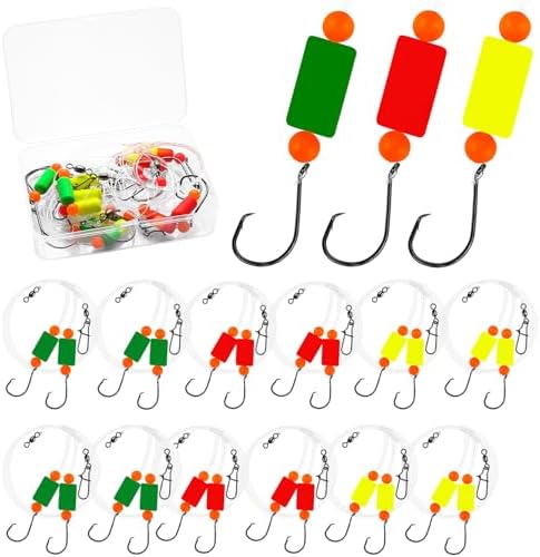 Pompano Rig Saltwater Surf Fishing Rigs – Double Drop Leader Rigs with Hooks, Floats, Beads & Snap – Easy Pre-Tied Terminal Tackle for Pompano, Whiting, Redfish by VipfishFishing