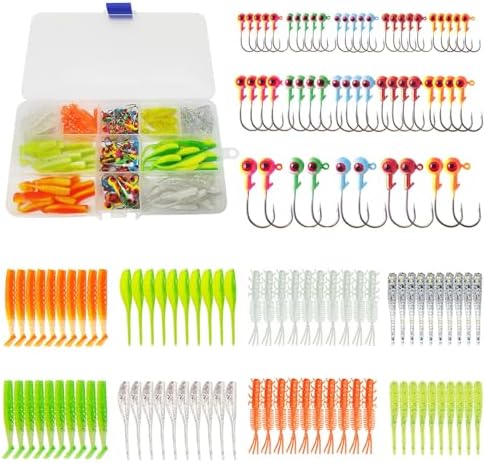 135 PCS Crappie Lures Kit - Crappie Jig Heads Fishing Hooks for Soft Plastic Lures for Trout Bass Walleye Bluegill Perch Catfish by Lanmoon