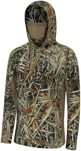 BASSDASH Men's UPF 50+ Camo Long Sleeve Hunting Fishing Hoodie Shirt by Bassdash