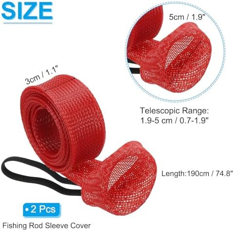 PATIKIL Rod Sock, Fishing Rod Sleeve Cover Braided Mesh Pole Protector Gloves Fishing Tools Pointed End for Spinning Fishing Rod Fly Rod Ice Rod Casting Rod - Image 2