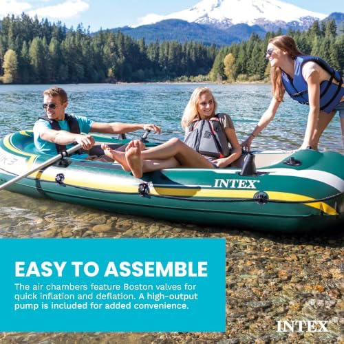 INTEX 68347EP Seahawk 2 Inflatable Boat Set: Includes Deluxe 48in Boat Oars and High-Output Pump - SuperStrong PVC - Fishing Rod Holders - 2-Person - 520lb Weight Capacity - Image 6