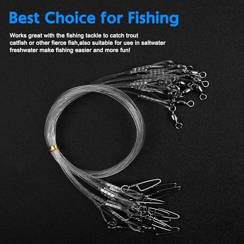 Fluorocarbon Fishing Wire Leader,24pcs Fluorocarbon Leaders Line with Swivel Snap High Strength Fishing Leader Line for Saltwater Freshwater 20LB-50LB - Image 4