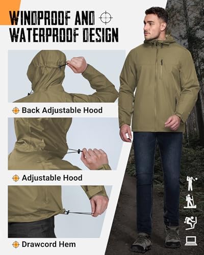 33,000ft Men's Packable Rain Jacket Waterproof Raincoat with Hood - Image 5