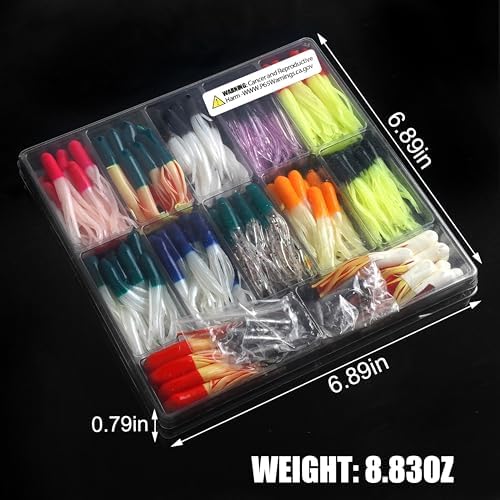 Soft Fishing Lures Jig Head Hooks Kit, Crappie Jigs Lures Kit Mixed Curly Grub Lures Tube Baits Soft Plastic Swimbaits for Bass Trout Panfish Saltwater Freshwater Fishing - Image 6