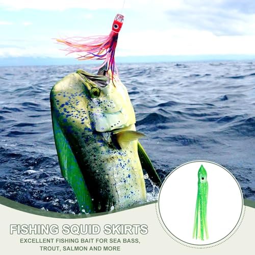 Fishing Squid Skirts, Glow Soft Plastic Trolling Lures Luminous -Fitting for (Bass/Trout/Salmon/Saltwater/Fishing Bait) - Image 5