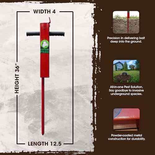Rugged Ranch MGP1 Professional Powder-Coated Mole & Gopher Bait Tool, Red - Image 3