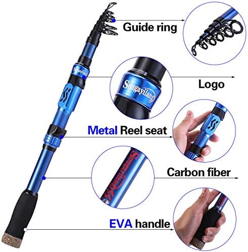 Sougayilang Telescopic Fishing Rod - 24 Ton Carbon Fiber,CNC Machined Reel Seat, Comfortable EVA Handle, Travel Fishing Rod for Bass Trout Fishing - Image 5
