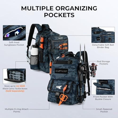 KastKing BaitSpace 50L Fishing Backpack with 4 Tackle Boxes, 2 Rod Holders - Image 4