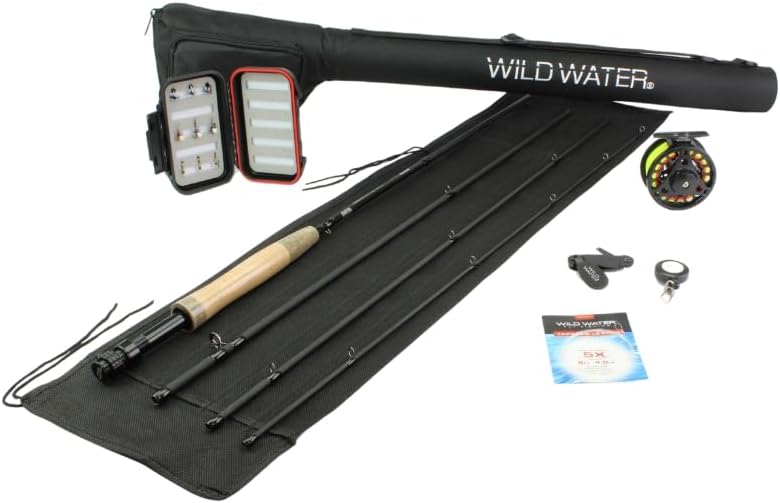 Wild Water Fly Fishing 9 Foot, 4-Piece, 3/4 Weight Fly Rod Complete Fly Fishing Rod and Reel Combo Starter Package by WildWater