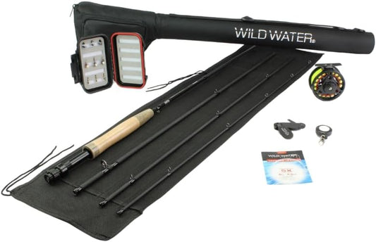 Wild Water Fly Fishing 9 Foot, 4-Piece, 3/4 Weight Fly Rod Complete Fly Fishing Rod and Reel Combo Starter Package by WildWater