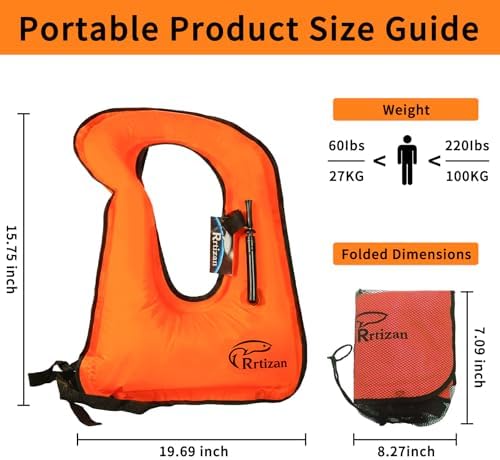 Rrtizan Snorkel Vest, Adults Inflatable Snorkeling Vest up to 220 lbs - Image 5
