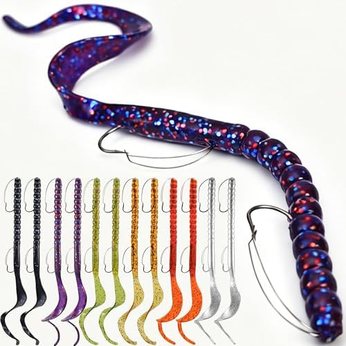 Weedless Fishing Lures Bass Lures, Pre Rigged Worm Swimbaits, 10in by VMSIXVM