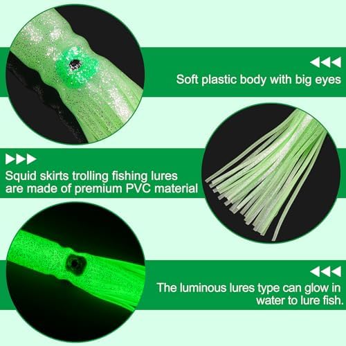 Luminous Octopus Squid Skirts Fishing Lures 3/8pcs Soft Squid Trolling Lure - Image 3