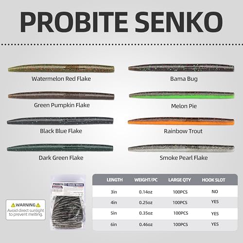 Soft Fishing Worm 100PCS, 3/4/5/6" Mega Value Pack Senko Style Soft Lures for Bass, Plastic Worm Stick Baits, Multicolor, Cost-Effective Fishing Gift - Image 2