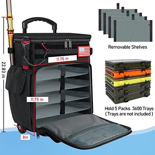 MATEIN Rolling Tackle Box with Cooler, Large Fishing Backpack with Wheels - Image 2