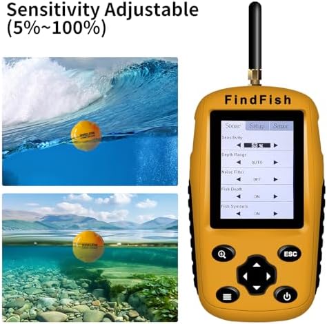Fish Finder Portable Wireless Sonar & Radio Sensor Depth Finder with Fish Size, Water Temperature, Bottom Contour, Color LED Display Black/White Model fit for Boats Kayaks Fishing - Image 6