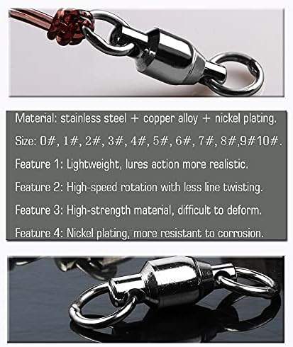 AMYSPORTS Barrel Ball Bearing Swivel Saltwater Rolling Fishing Swivels Stainless Steel High Strength Connector Bearings Solid Welded Rings Black Nickel - Image 2