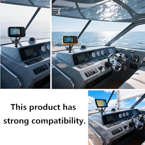 Universal Mounting Bracket - Extended Aluminum Alloy Arm with Spherical & Rectangular Plate, Circular Base for Fish Finder, GPS Plotter, Depth Sounder, CB Radio, Marine Electronics (5.5inch) - Image 4
