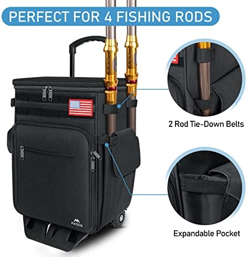 MATEIN Rolling Tackle Box with Cooler, Large Fishing Backpack with Wheels - Image 5