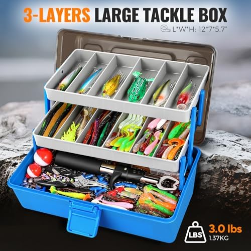 PLUSINNO Large 3 Layers Fishing Tackle Box Lures Kit with Tackle Included - Image 3