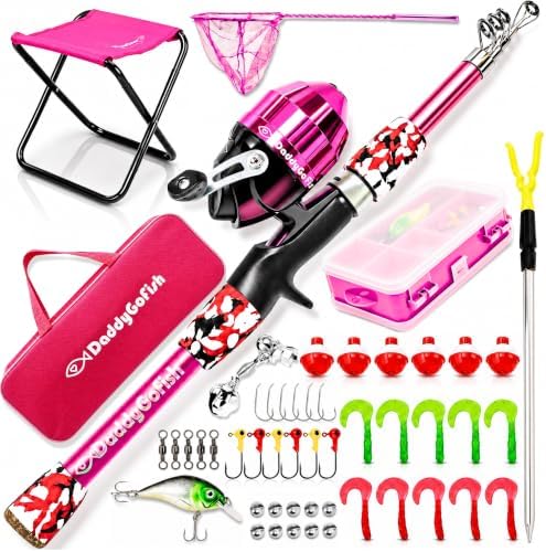 Kids Fishing Pole for Boys, Girls & Youth Age, Toddler Fishing Pole Set Kit by DaddyGoFish