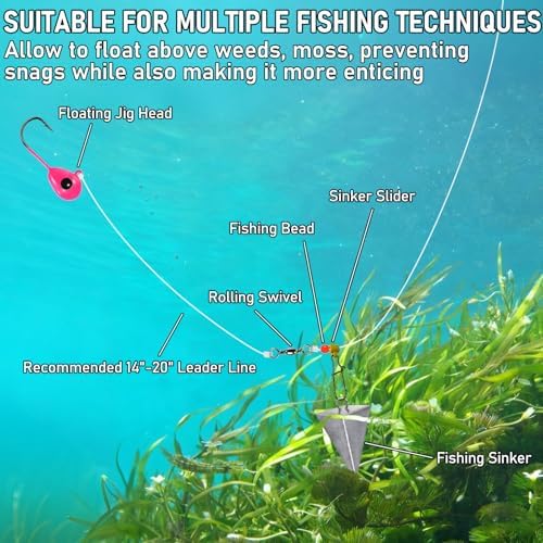 Alwonder 10-Pack Floating Jig Heads Fishing Floats Jigs Lures High-Ball Floater Hook, Surf Fishing Trolling Rockfishing Pompano Rigs Floats for Bass, Walleye, Panfish, Perch, Trout, Redfish - Image 5