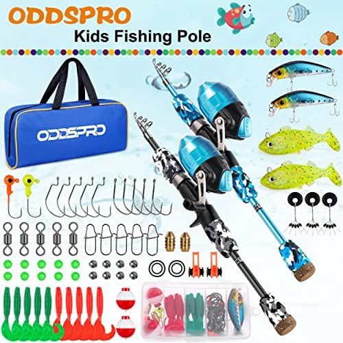 ODDSPRO Kids Fishing Pole Pink, Portable Telescopic Fishing Rod and Reel Combo Kit - with Spincast Fishing Reel Tackle Box for Girls, Youth - Image 2
