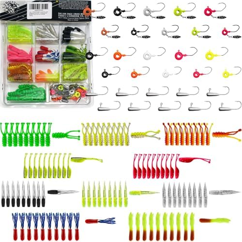 Crappie Tube Lures Jig Heads Soft Plastic Baits Worms Kit by VMSIXVM
