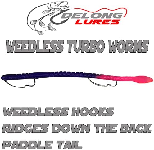 Delong Lures Fishing Lures Bass Set, 10" Pre-Rigged Weedless Swim Bait, Twister Tail Bass Fishing Lures, Extra Durable Soft Plastic Baits for Freshwater - 5 pcs Bass Baits and Lures Pack, Made in USA - Image 2