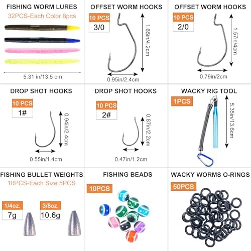 Goture Wacky Worm Fishing Lures Kit, Bass Fishing Wacky Rig Tool Kit - Image 4