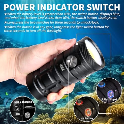 Dive Light,LetonPower TS S 10000Lumens 100m Underwater Video Light,Diving Flashlight,Waterproof Flashlight with Type-C Charging for Professional Under Water Sports - Image 3