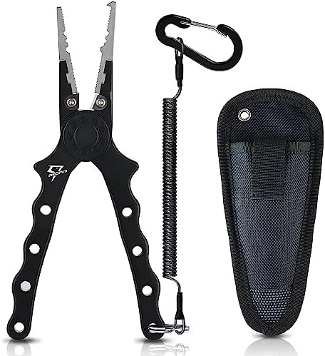 Piscifun Saltwater Fishing Pliers, Aluminum, Split Ring, Braid Cutter by Piscifun