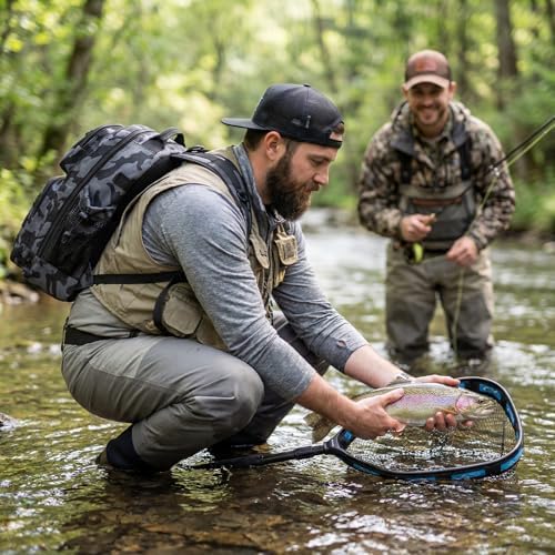 PLUSINNO Fishing Backpack with Floating Fishing Net, Tackle Box,Tackle Bag - Image 2