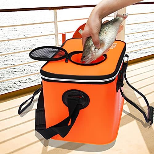 Grneric Fishing Bucket, 6Gallon/8Gallon/10Gallon Foldable Fish Bucket,Live Fish Container Multi-Functional Live Fish Bait Bucket,Outdoor Camping EVA Fishing Bag and Fish Protection Bucket - Image 3