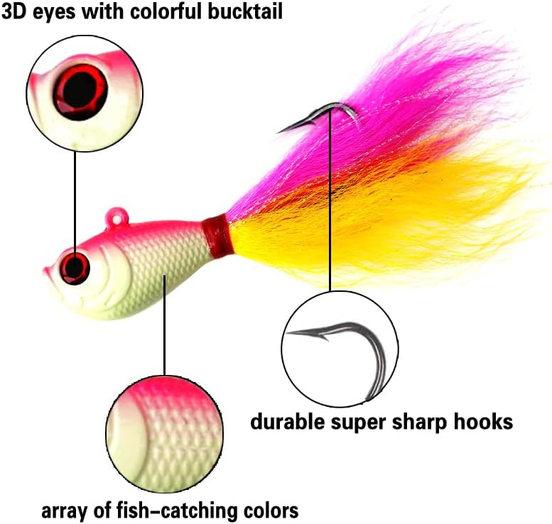 6oz bucktail jig fluke Lure Saltwater Freshwater for bass Striper Bluefish surf Fishing - Image 2