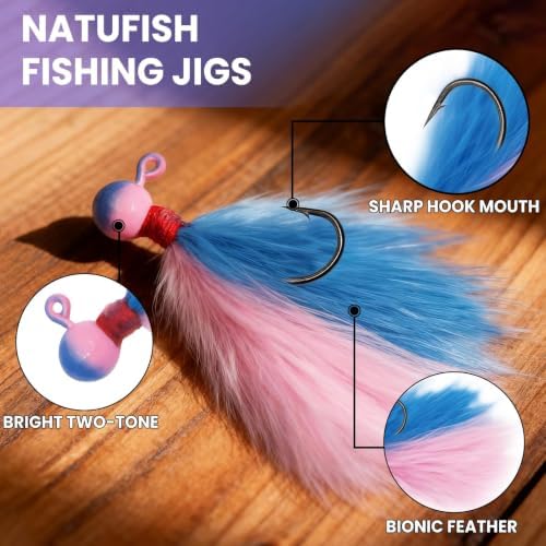 Natufish Crappie Jigs 5Pcs Hand Tied Marabou Jigs for Freshwater Fishing - Image 2