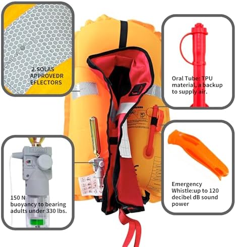 Automatic Inflatable Life Jacket|Life Vest for Adults|PFD Low Profile|Supports up to 330 lbs(ES639720) - Image 2