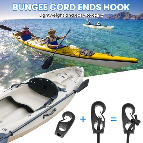 SDTC Tech Kayak Deck Rigging Kit 9.8 Feet Bungee Cord with 4 Bungee Cord Ends Hooks & 4 D-Rings and 6 Tie Down Pad Eyes - Image 5